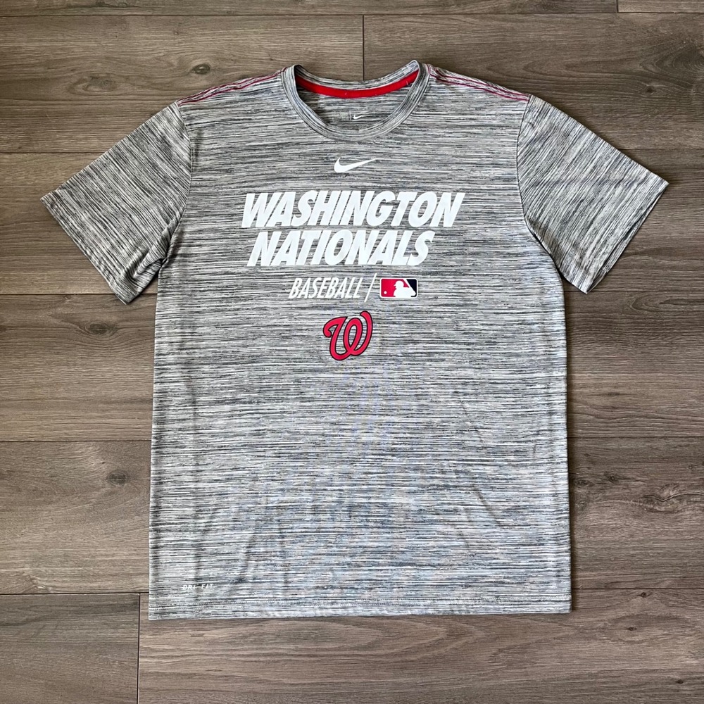 Nike Washington Nationals MLB Baseball Dri-FIT Space Dye Grey T-Shirt Mens XL